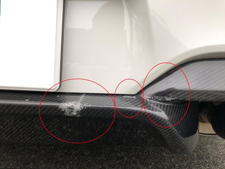 BMW 640i グランクーペのカーボン製リアディフューザーを破損で修理不能
