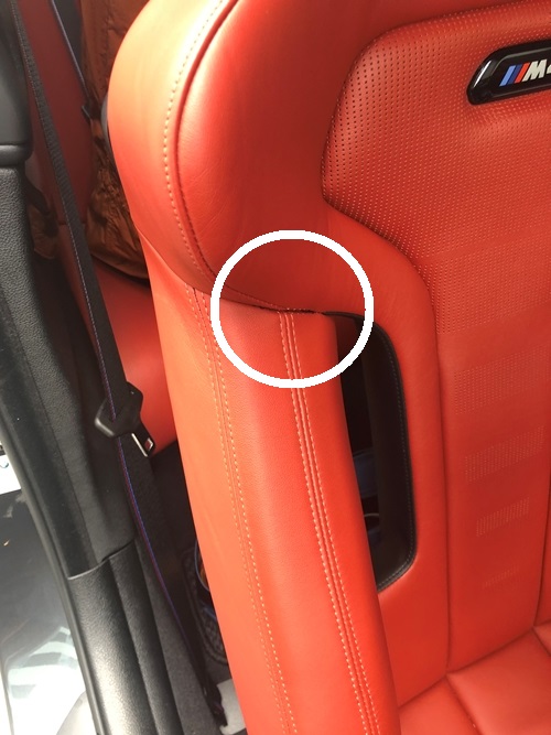 BMW M4 レザーシートの肩部分の縫い目が破れる、ほつれる？