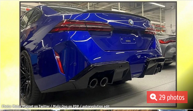 2025年発売予定の新型BMW M5 G90のリアの写真がスクープ