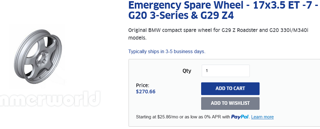 BMW純正スペア(テーパー)タイヤを探してみた