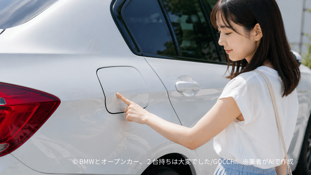 BMWの給油口の蓋はロック解除に左側を押すことで開く