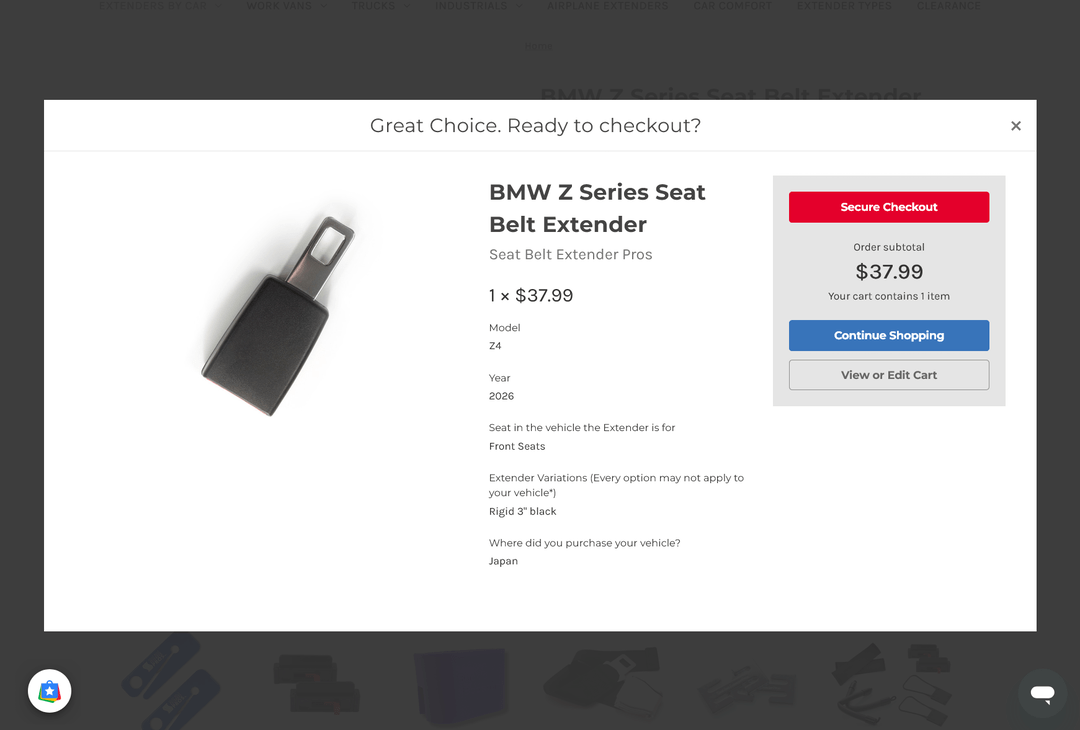 Eマーク取得シートベルトエクステンダーはSeat Belt Extender Prosで購入できます